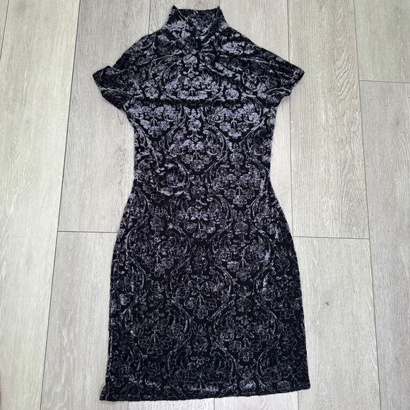 Bruno duluc kush Dresses & Skirts - Vintage Bruno Duluc velvet goth wimsigoth cute aesthetic neck mini‎ dress size m